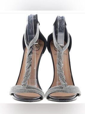 Daisy Fuentes Black Sandals with Silver Rhinestone T-Strap 8